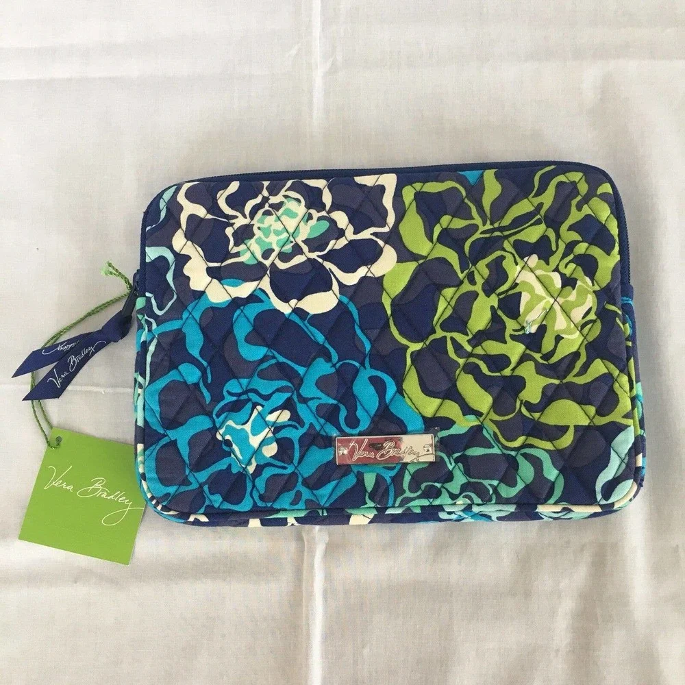 VERA BRADLEY Katalina Blues E-Reader Tablet Sleeve New W Tag Blue Green Floral
